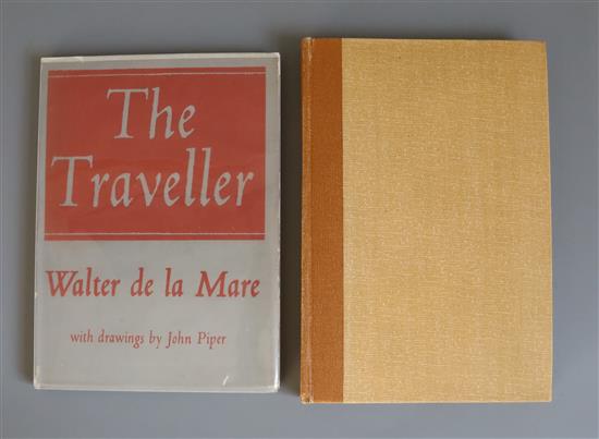 De La Mare, Walter - The Traveller, original cloth gilt, with d.j., 4 drawings by John Piper lithographed at the